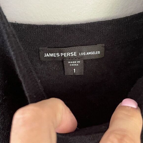 James Perse Los Angeles Linen Blend Little Black Dress Size1(S)  V-Neck Pullover - Picture 3 of 7